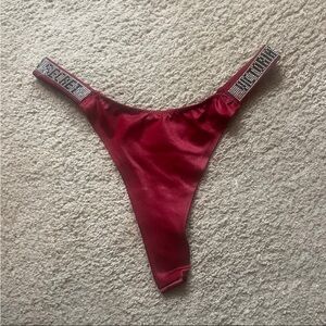 Victoria’s Secret rhinestone logo red underwear thong